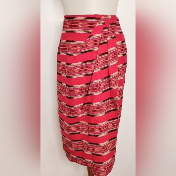 VINTAGE WOVEN COTTON FAUX WRAP SKIRT - Picture 5 of 7